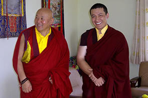 H.H. Karmapa with the head of the Drikung Kagyu Lineage